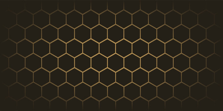 Hexagon technology black dan berwarna emas honeycomb abstract background.  Eps10