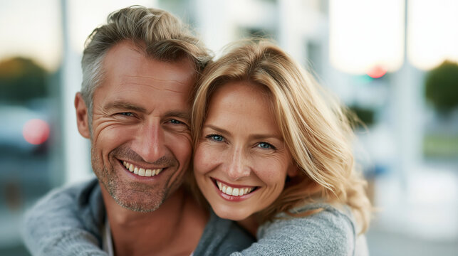 Happy Senior Couple Embracing in Forest AI Generative &ndash; no real persons