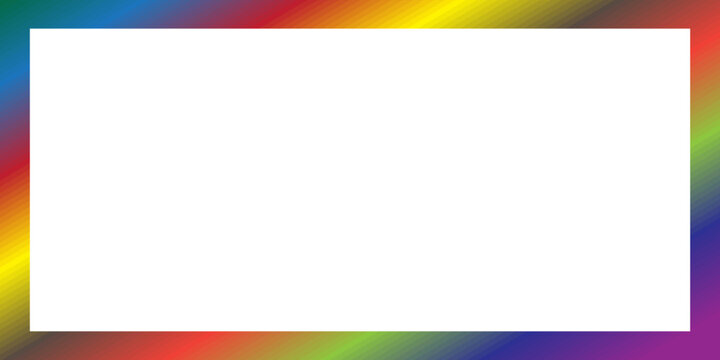 Colorful Rainbow Gradient Border Background Abstract Diagonal Spectrum Frame Banner Vibrant White Copy Space Rectangular Multi Color Vector Template