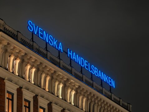 Stockholm, Sweden-Nov.27th 2025: sign of Svenska Handelsbanken on a building