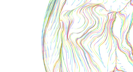 Fototapeta premium Vibrant abstract pattern of flowing colorful lines against a clean white backdrop.