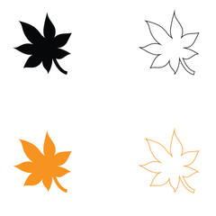 Obraz premium Autumn Leaf Icon Set Collection, Fall Season Nature Leaves Symbols, Minimal Flat Vector Icons for Web and App Design