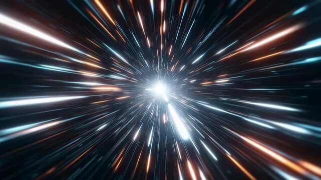 Abstract background with bright light streaks traveling at high speed through space video.