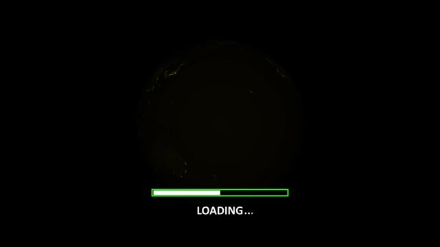 Hacked System Animation: Cyber Attack, Data Breach, Server Compromised, Security Alert, Access Denied, Urgent Measures. Global Network Hack on Computer Screen with Earth Map & Programming Background.
