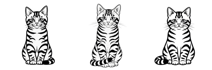 Fototapeta premium Set and Collection of hand-drawn kitten illustration isolated on transparent PNG background