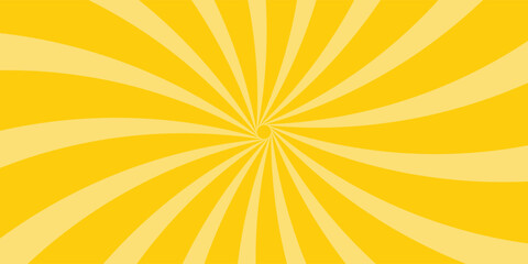 Fototapeta premium Circus background of spiral yellow orange rays vector illustration. Vintage radial pattern with sunbeams or starburst strip. Circus, carnival, summer fair or chapiteau backdrop.