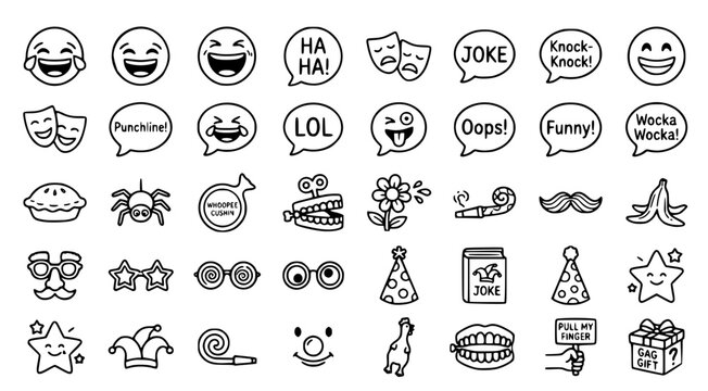 Comedy, Humor, Pranks, and Celebration Party Icons 