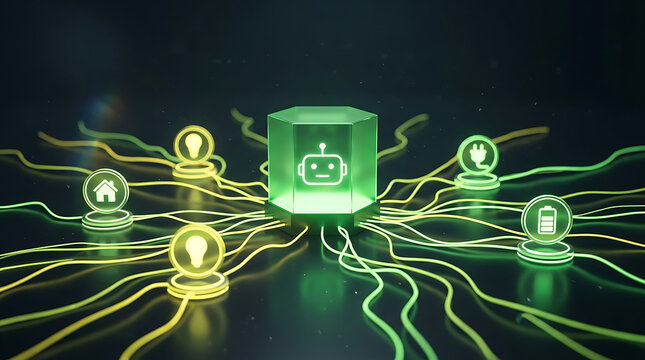 AI agent workflow manages data through network connections and icons