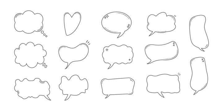Hand drawn doodle speech bubbles and conversation clouds