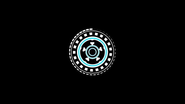Sci-fi circular HUD animation maps telemetry coordinate charts. Technical sci-fi circular HUD animation sweeps blue rings. Clean sci-fi circular HUD animation tracks target reticles.