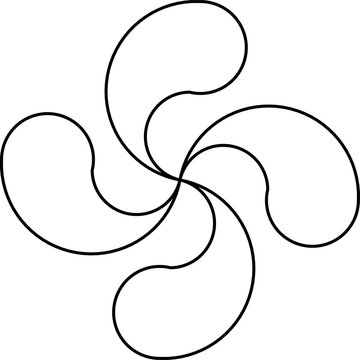 sign, outline or blank of Lau buru,four heads,four ends,four summits,labarum or lauburu symbol. basic design