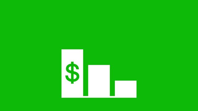 Economy downtrend bar graph animation video