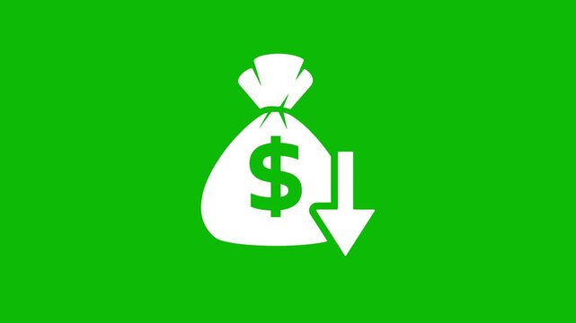 Money bag down arrow animation video
