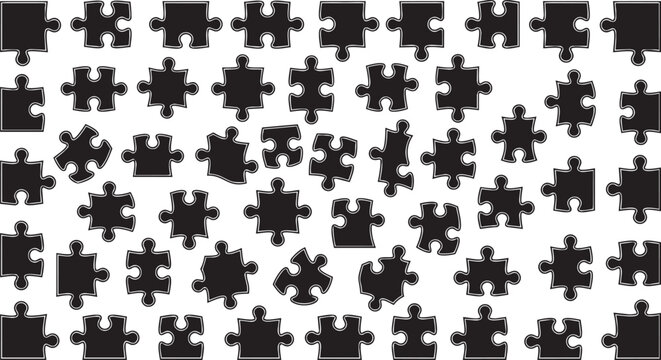 Assorted jigsaw puzzle pieces collection
