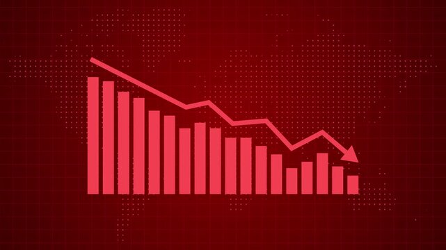 Financial crisis downtrend  graph animation video
