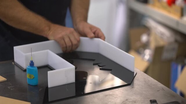 Applying Silicone Adhesive to Install Acrylic Letters on Signage Panel