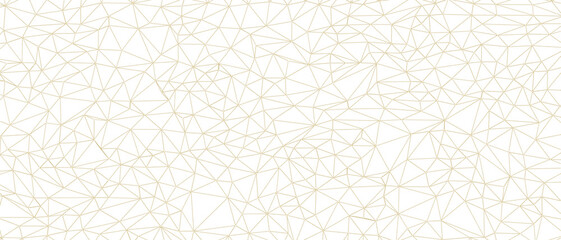 Fototapeta premium Intricate golden geometric network pattern with dashed lines on a clean white background.
