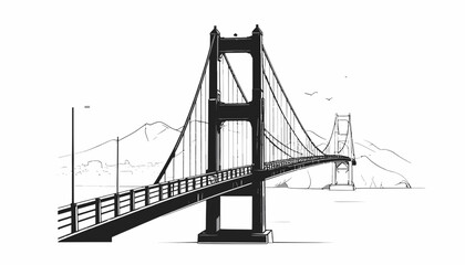 Fototapeta premium Suspension Bridge Structural Engineering Design.