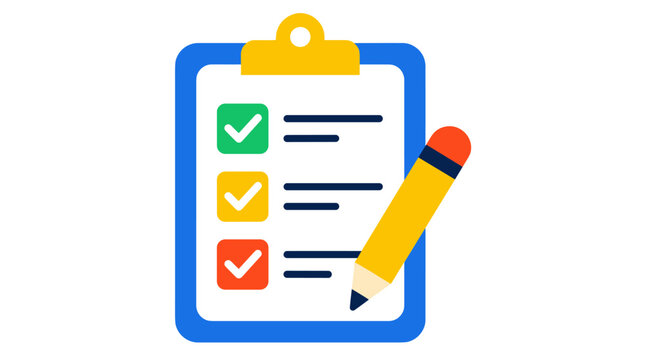 Clipboard Checklist with Pencil For Todo Tasks.