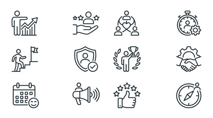 Fototapeta premium Business achievement and success direction icons.