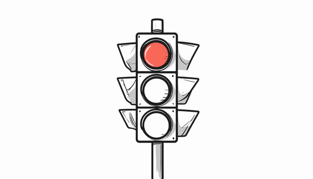 Traffic Light With Red Signal Light.