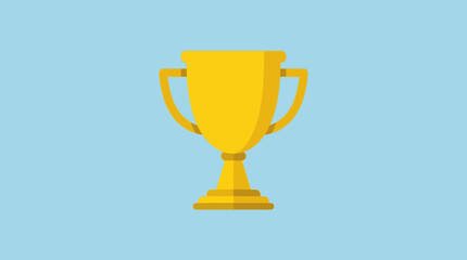 A golden trophy cup icon stands on a light blue background © ahmad