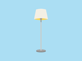 A minimalist floor lamp stands against a blue background © aiffar