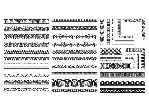 A collection of black decorative borders and corner elements