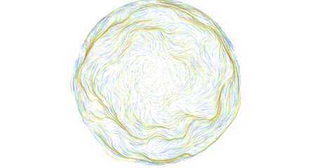 Fototapeta premium Colorful abstract spherical pattern with flowing lines and dots, representing energy and movement.