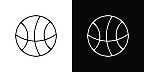 Basketball icon Line drawing illustrations in black and white © Tareem