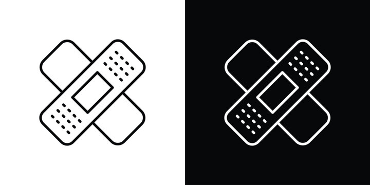 Band aid icon Line drawing illustrations in black and white