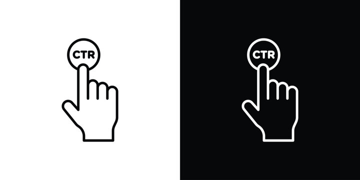 CTR icon Line drawing illustrations in black and white