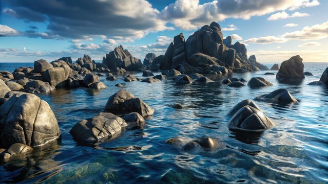 Black rocks in the sea