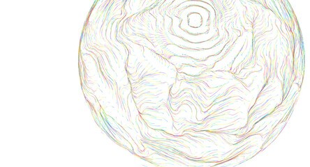 Obraz premium Detailed abstract visualization of colorful flow lines forming a sphere on a clean white background.