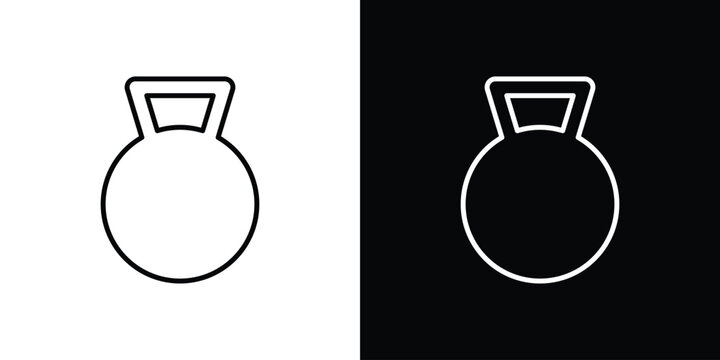 Kettlebell icon Line drawing illustrations in black and white