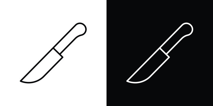 Kitchen knife icon Line drawing illustrations in black and white