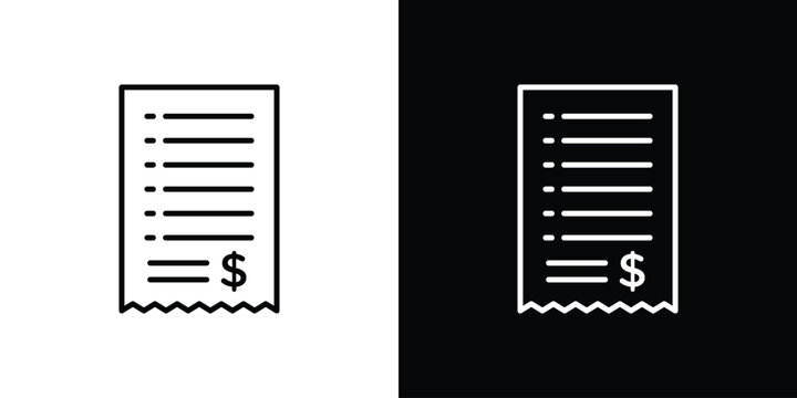 Payment receipt icon Line drawing illustrations in black and white