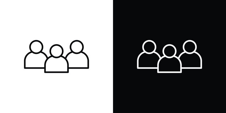 People group icon Line drawing illustrations in black and white