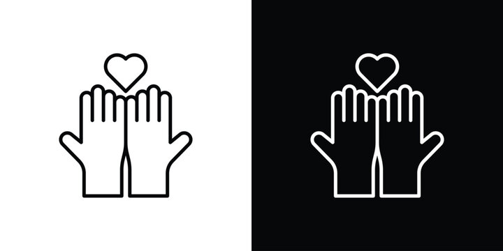 Philanthropy icon Line drawing illustrations in black and white