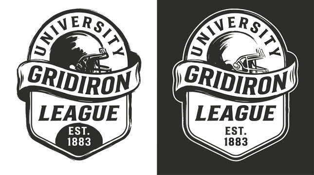 University gridiron league. Football helmet vintage artwork. T shirt vector design.