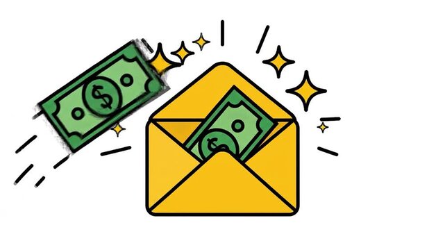 Simple Salary Envelope Receiving Cash Bills