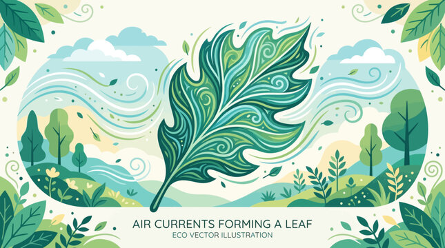 Air currents forming a leaf illustration.