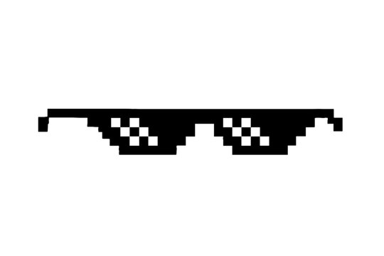 Pixelated black sunglasses icon isolated on white background