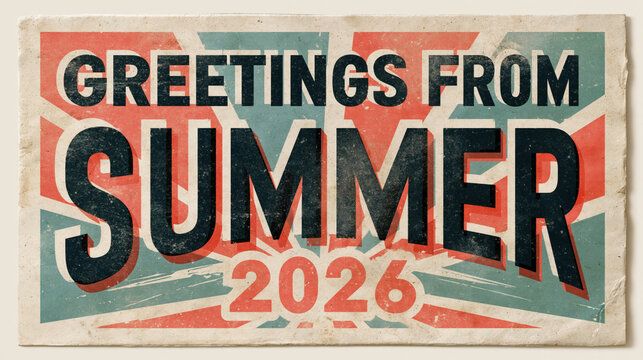 Retro summer postcard design with nostalgic greetings capturing the essence of vintage charm in the year 2026