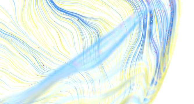 Abstract lines and dots flow in a dynamic and colorful background.