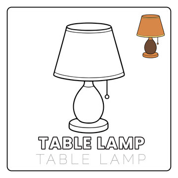 Table Lamp Cute House Items Coloring Pages for Kids