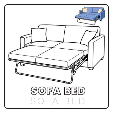 Sofa Bed Cute House Items Coloring Pages for Kids