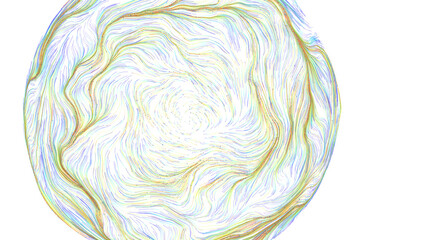 Obraz premium Dynamic multicolored particles flow in swirling patterns creating a spherical abstract shape.