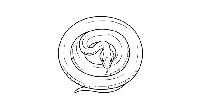 Hand Drawn Coiled Snake Line Art Illustration Minimalist Serpent Sketch for Creative Design and Nature Projects