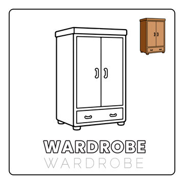 Wardrobe Cute House Items Coloring Pages for Kids